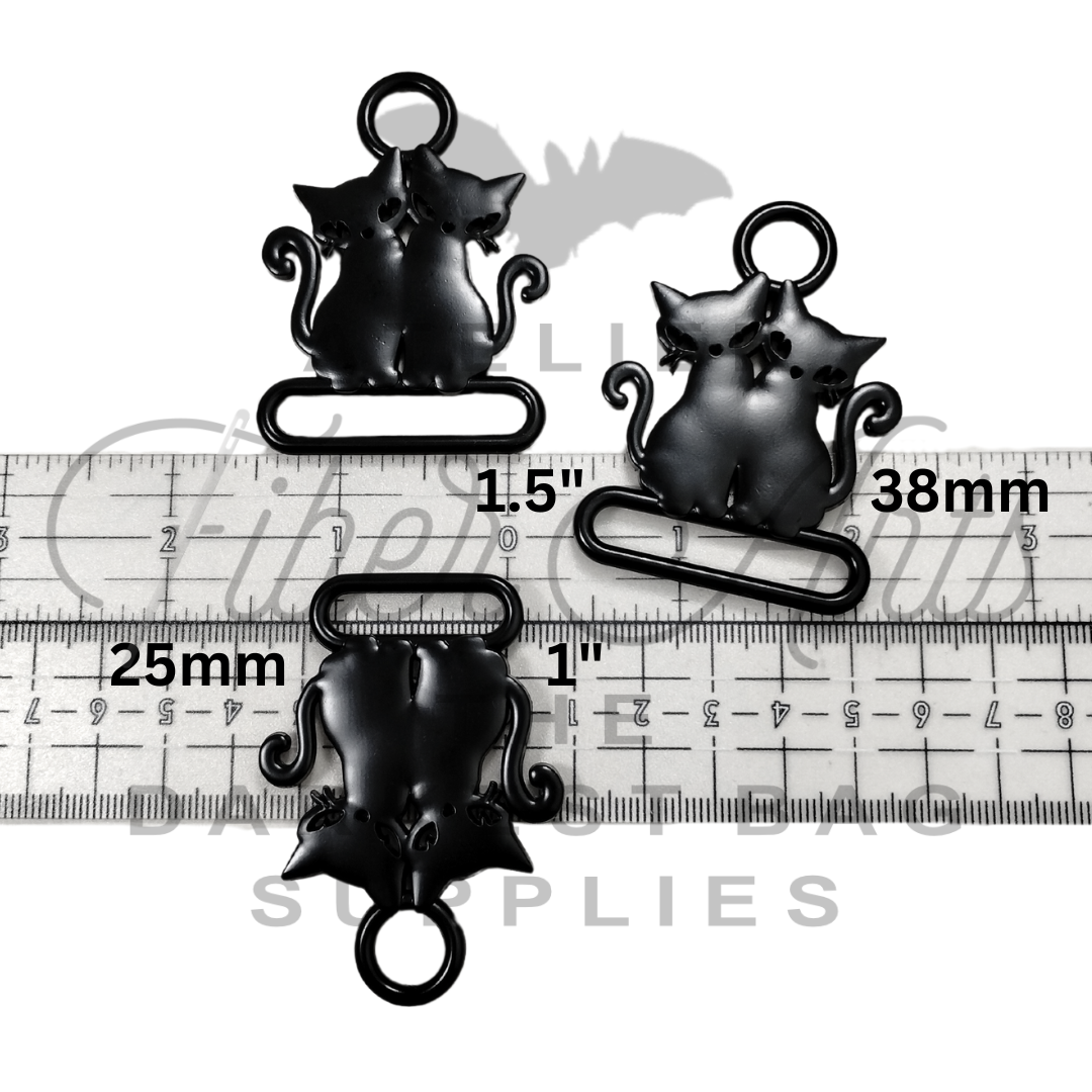Double Trouble Strap Connectors - 2 per pack - Matte Black - 38mm / 1.5in at Atelier Fiber Arts