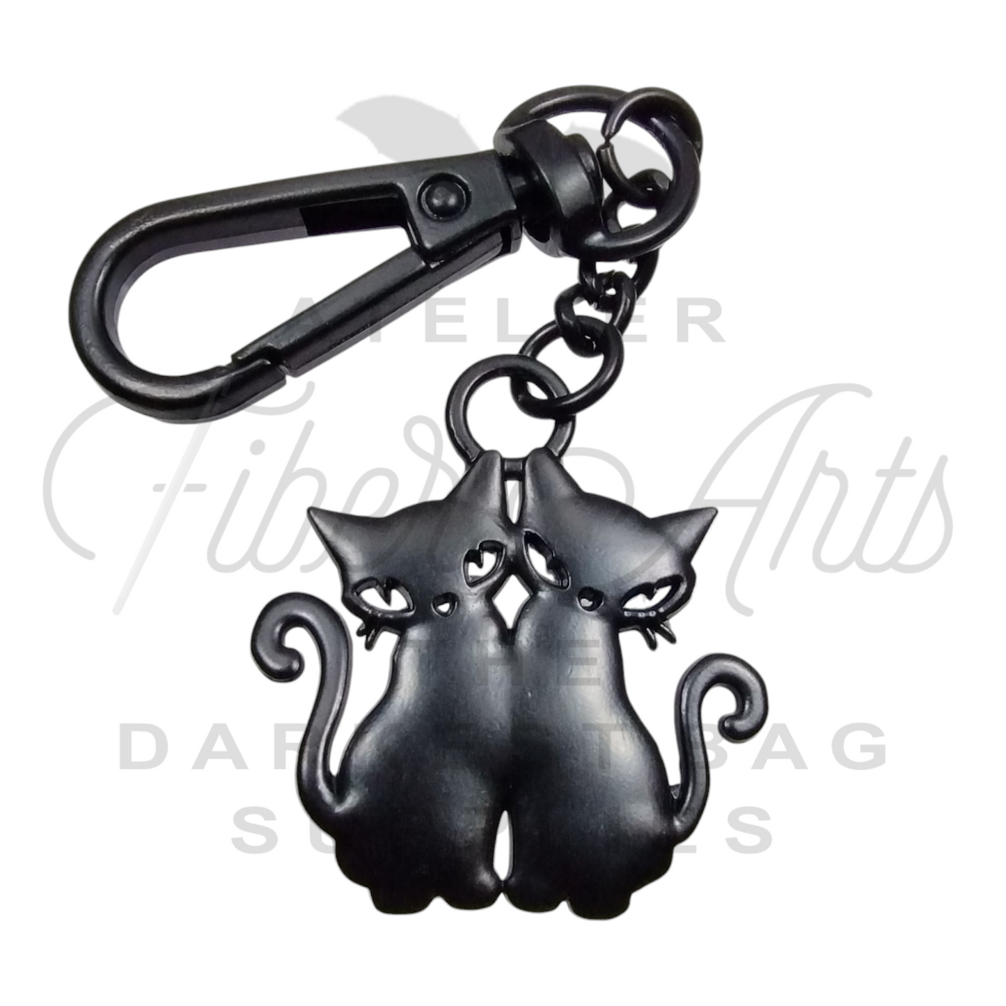 Double Trouble Keychain/Charm in Matte Black at Atelier Fiber Arts