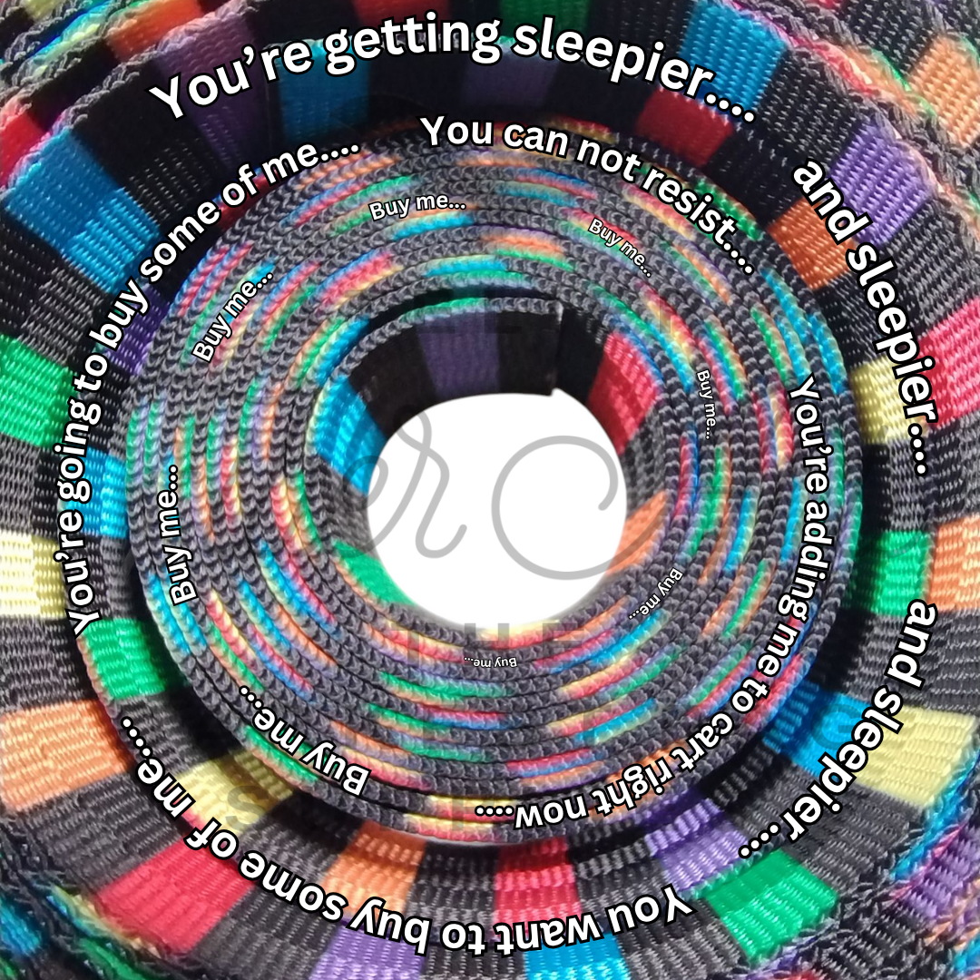 Webbing - Rainbow and Black Stripes - 25mm (1in) sold by the meter at Atelier Fiber Arts