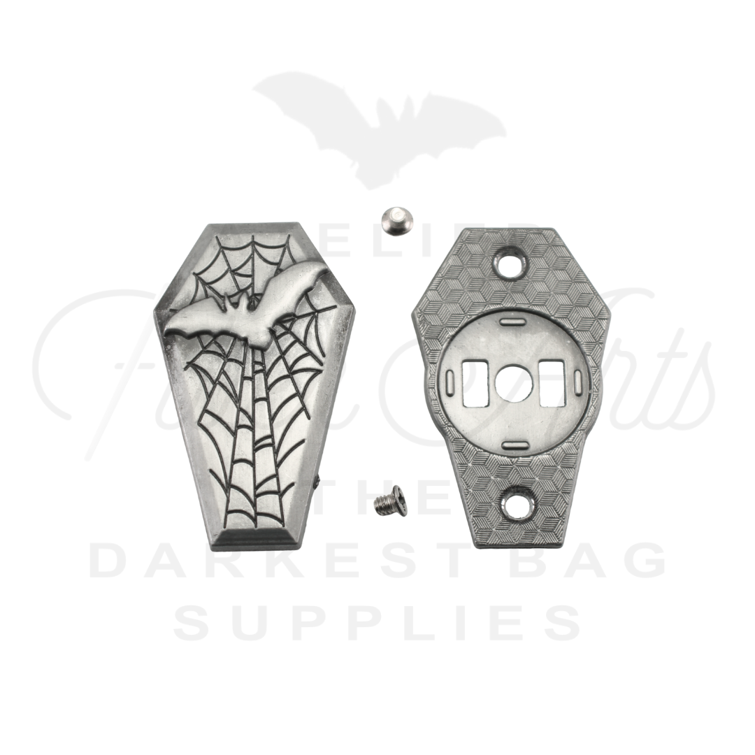 Bat Coffin Magnetic Snap in Antique Steel - 1 set