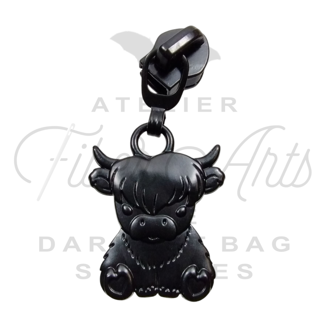 COMING SOON #5 Baby Highlander Zipper Pulls in Matte Black at Atelier Fiber Arts