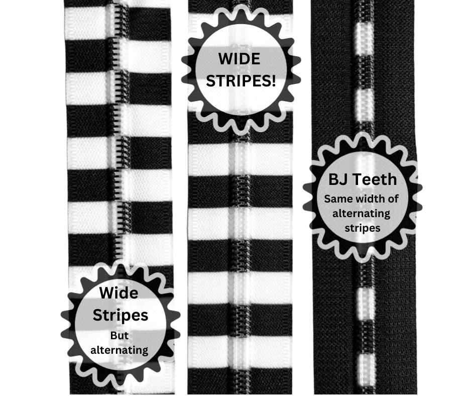 #5 Zipper - B&W Wide Stripes - DTM Teeth at Atelier Fiber Arts