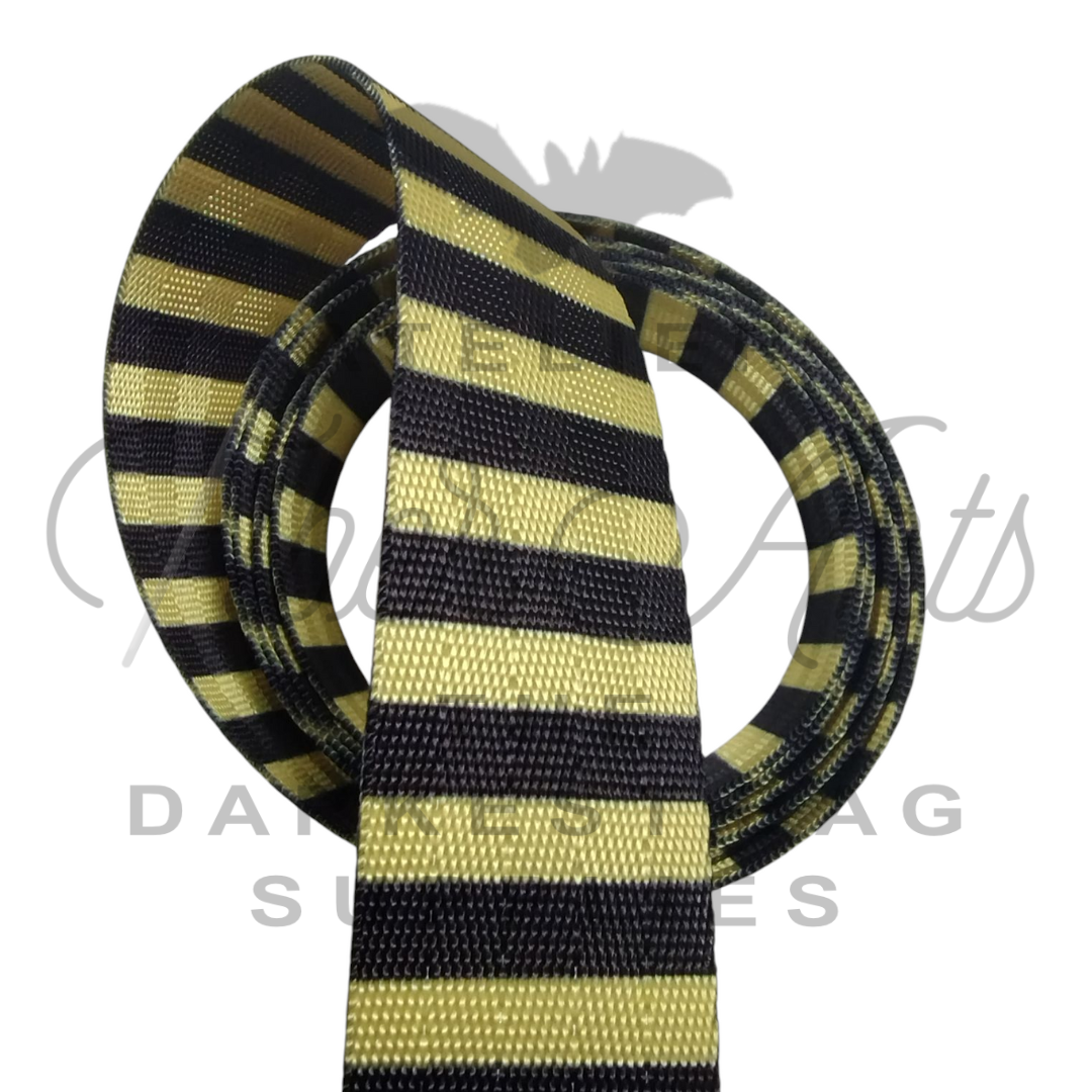 Webbing - Bumblebee and Black Stripes - 25mm (1in) sold by the meter at Atelier Fiber Arts