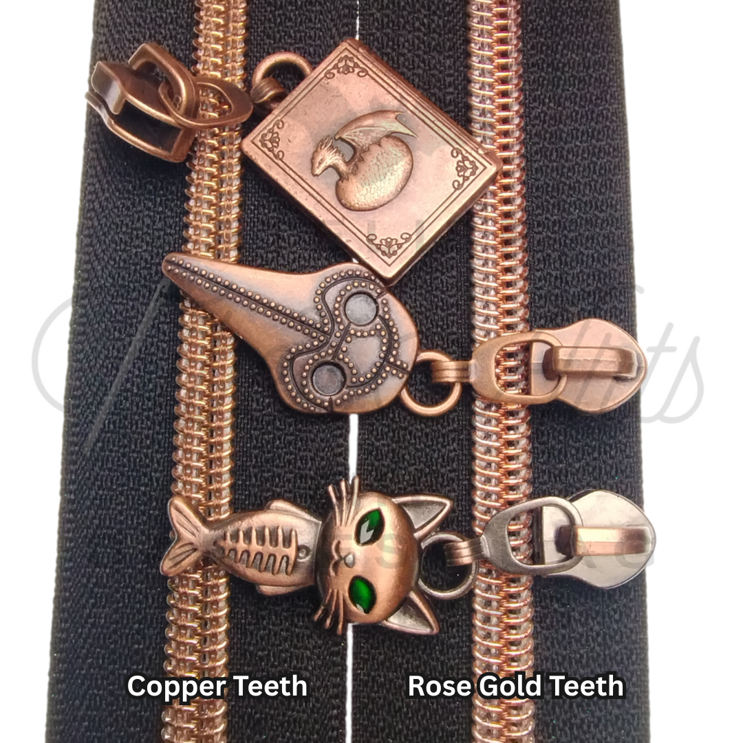 #5 Zipper - Black - Copper Teeth at Atelier Fiber Arts