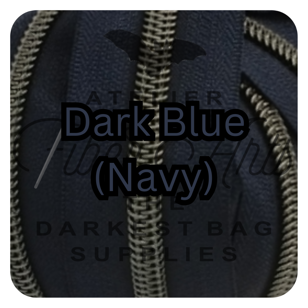 #5 Zipper - Dark Blue (Navy) - by the meter - Gunmetal Teeth at Atelier Fiber Arts
