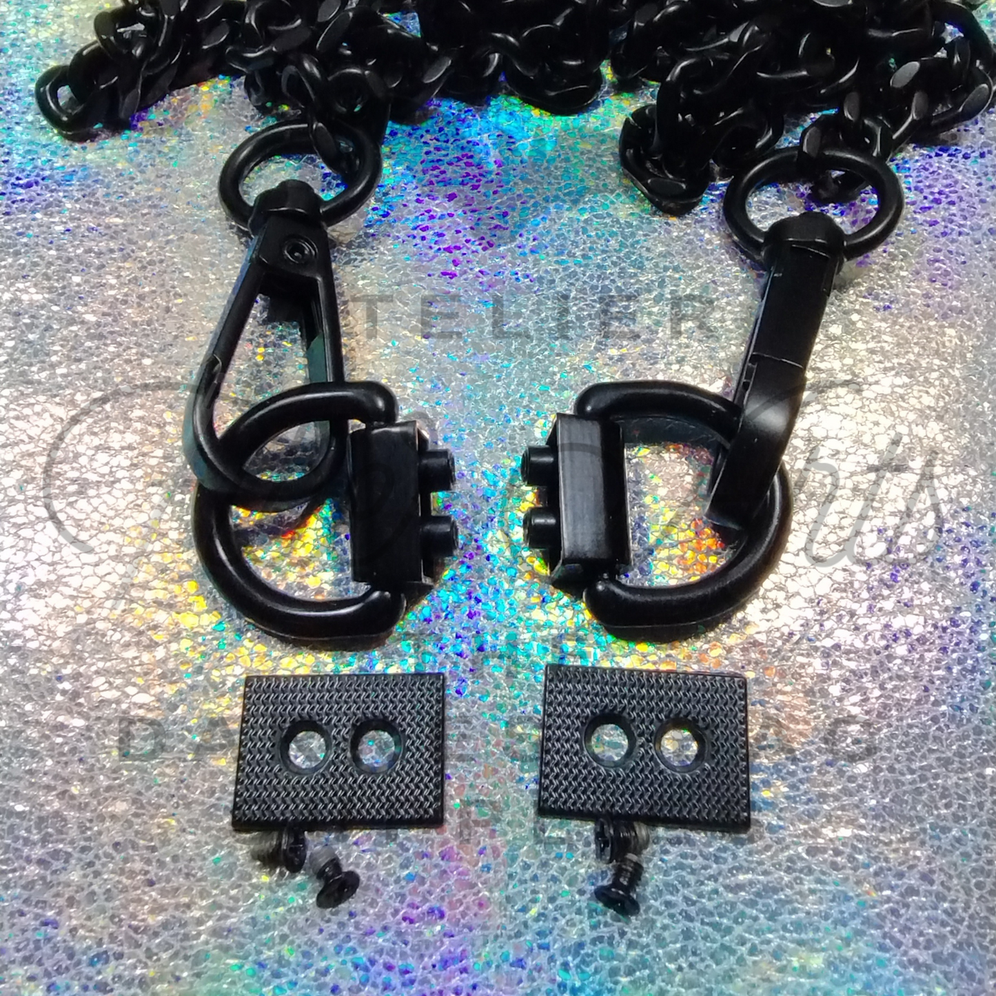 Floating D-RIng Strap Anchors - MATTE BLACK - 2PCS at Atelier Fiber Arts