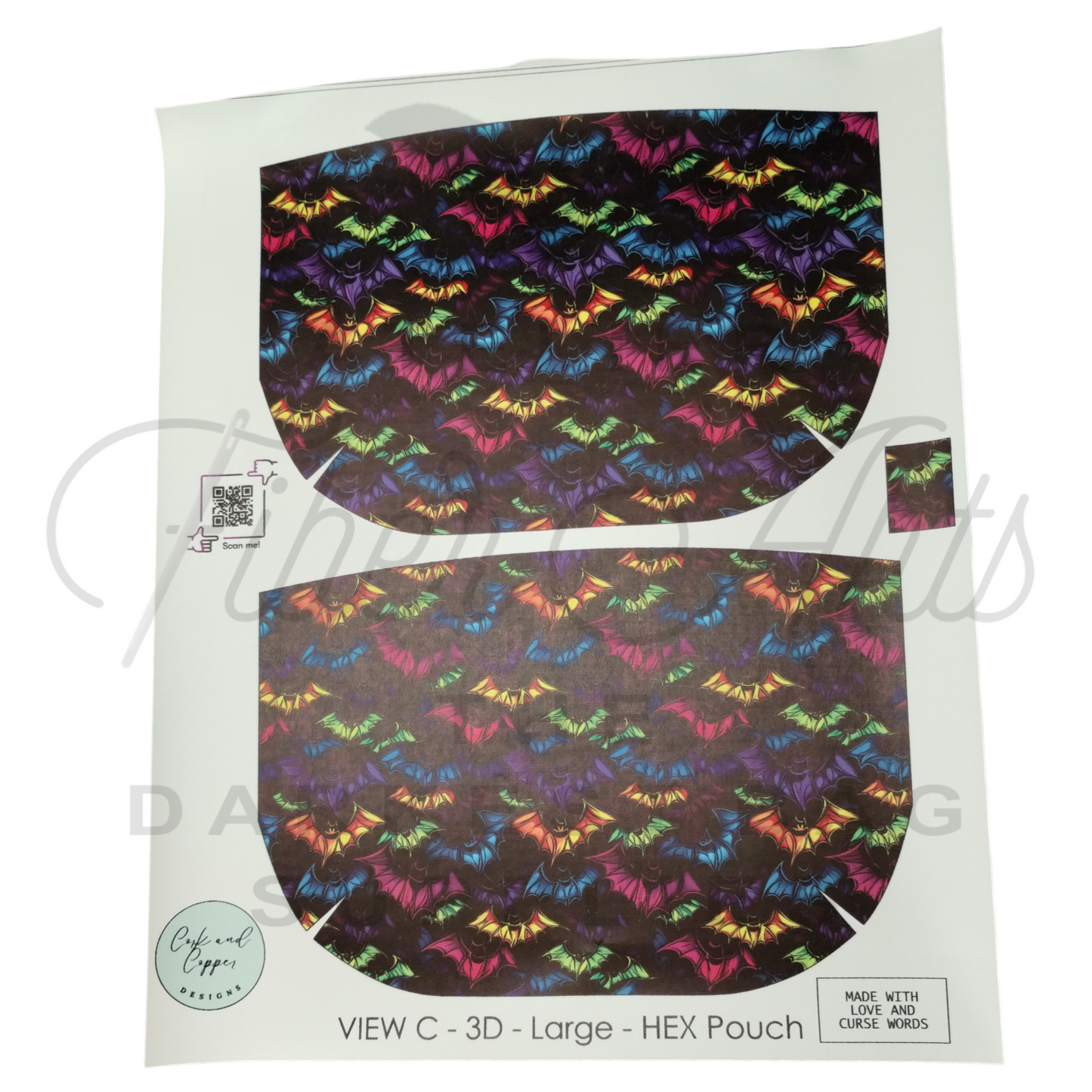 HEX Pouch View C 3D - Cut and Sew at Cork and Copper Designs