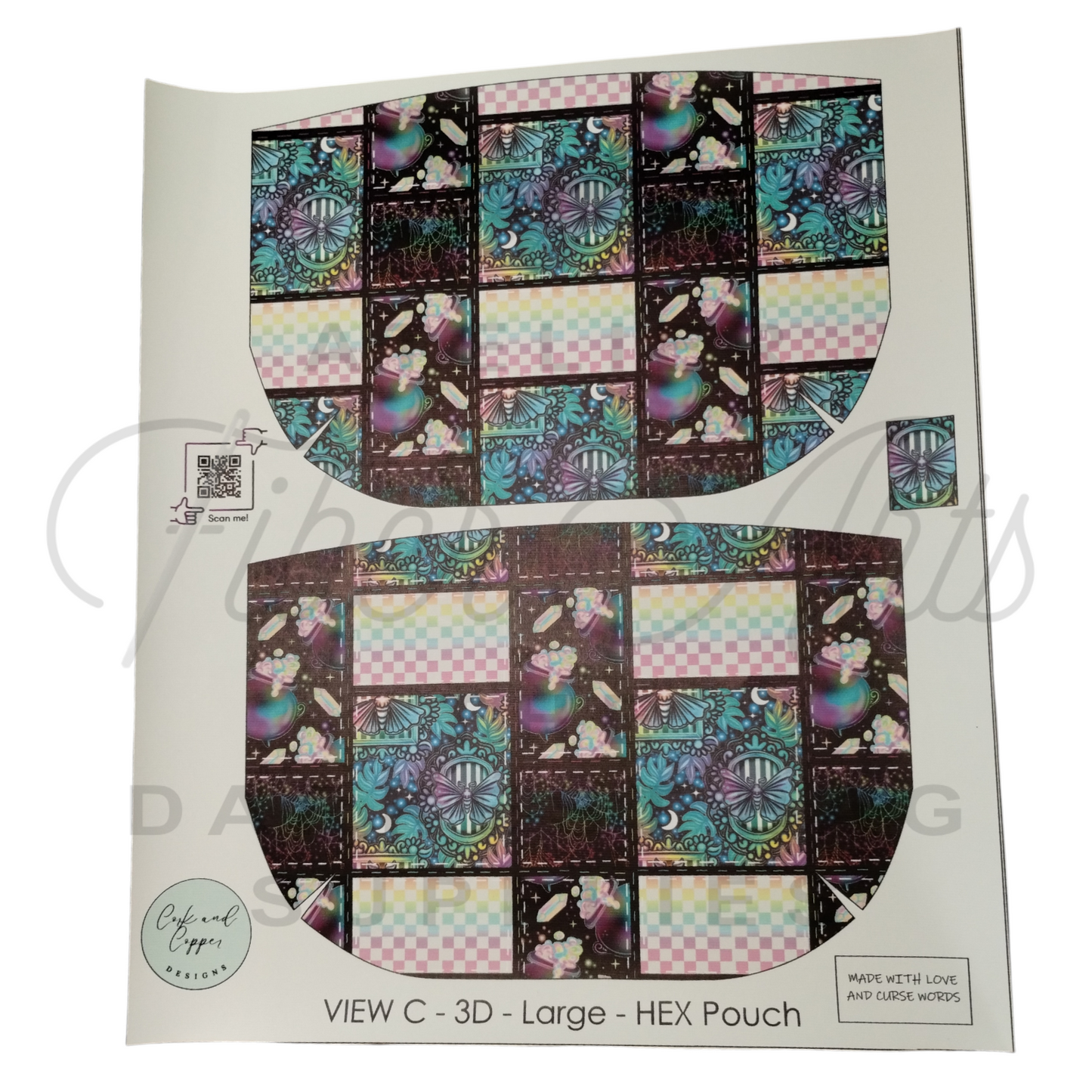HEX Pouch View C 3D - Cut and Sew - Large - Smooth Finish - Rainbow Combo at Cork and Copper Designs