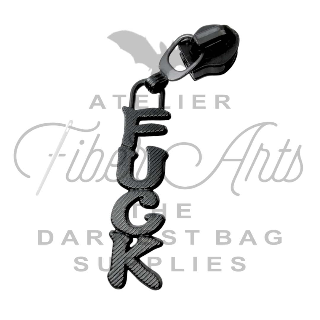 #5 Rhymes With Duck Zipper Pulls in Matte Black at Atelier Fiber Arts