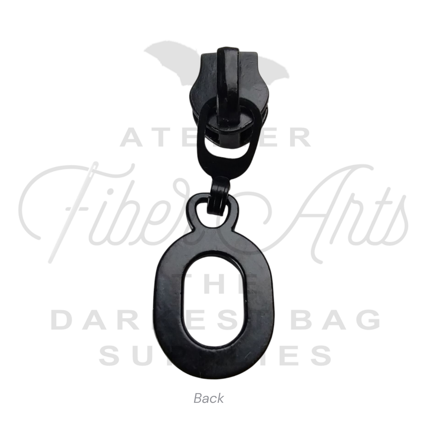#5 Oval Zipper Pulls in Matte Black at Atelier Fiber Arts