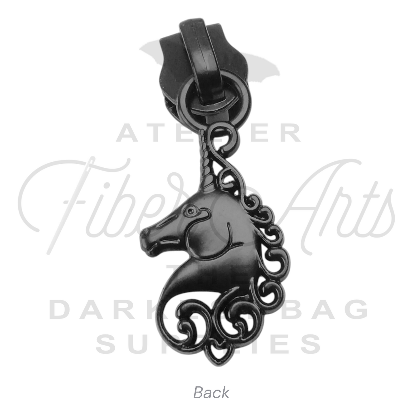 #5 Unicorn Mane Zipper Pulls in Matte Black at Atelier Fiber Arts