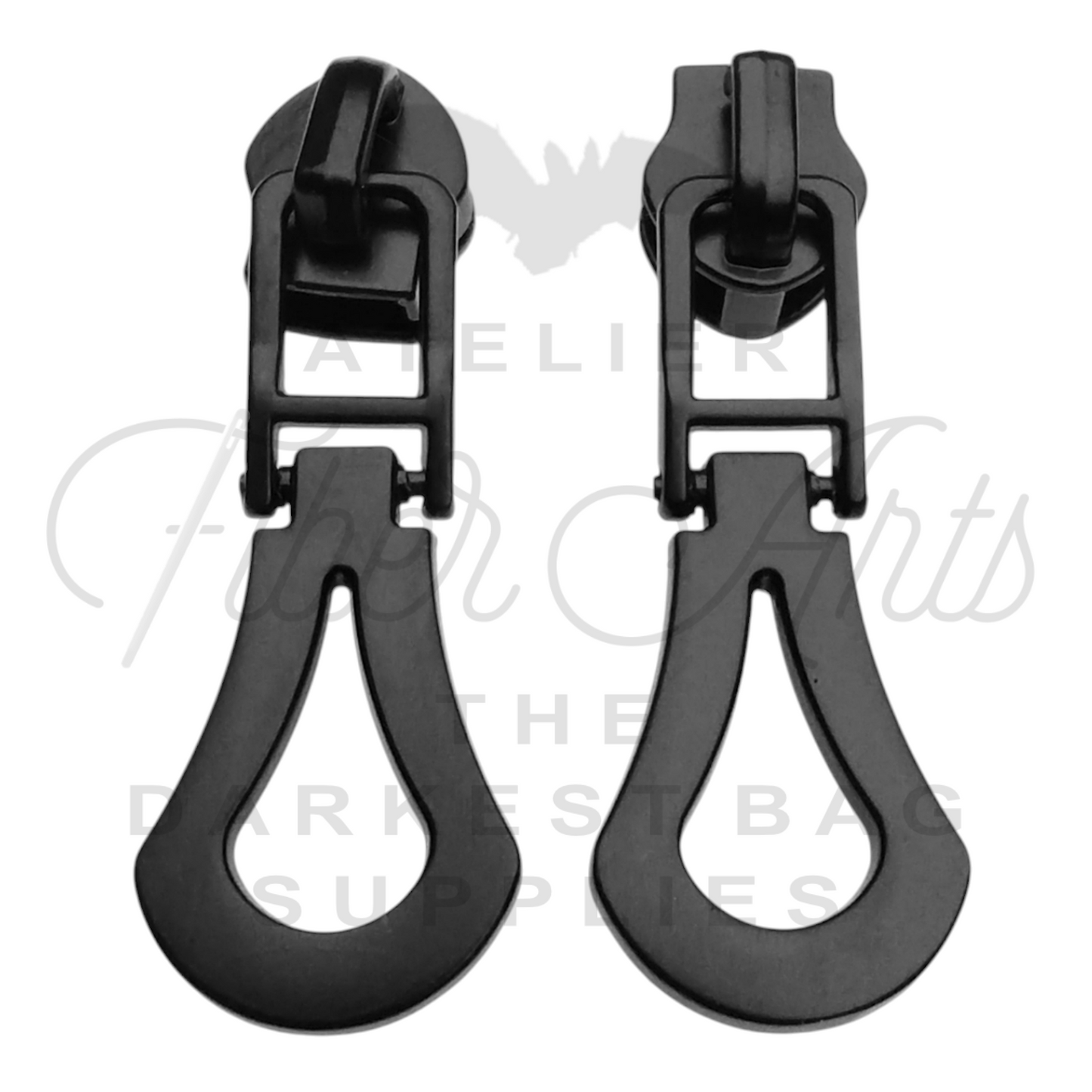 #5 Swivel Teardrop Zipper Pulls in Matte Black at Atelier Fiber Arts