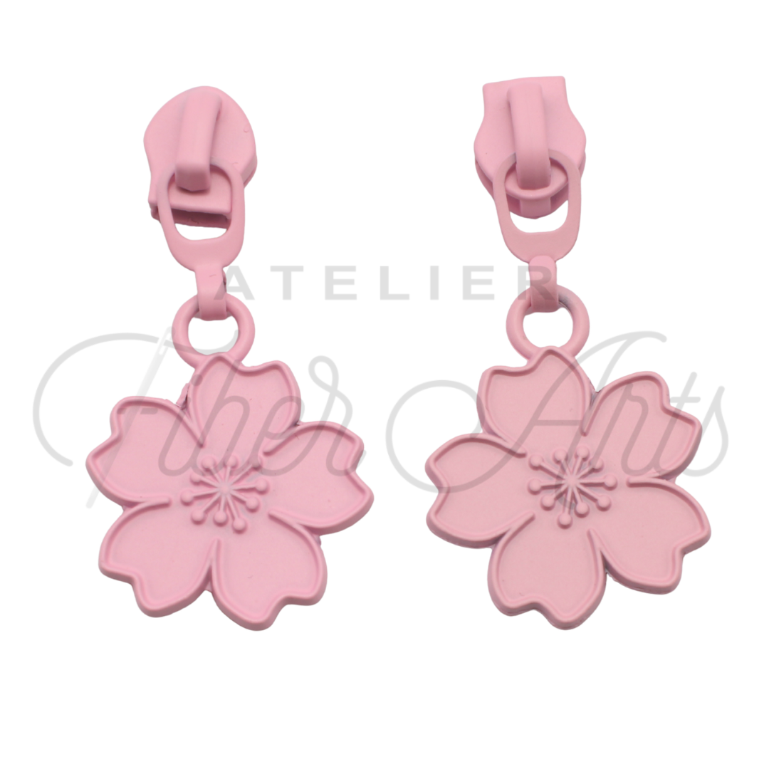 #5 Cherry Blossoms Zipper Pulls in Matte Light Pink at Atelier Fiber Arts