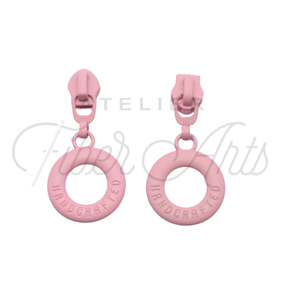 #5 Lifesaver Handcrafted Zipper Pull in Light Pink at Atelier Fiber Arts
