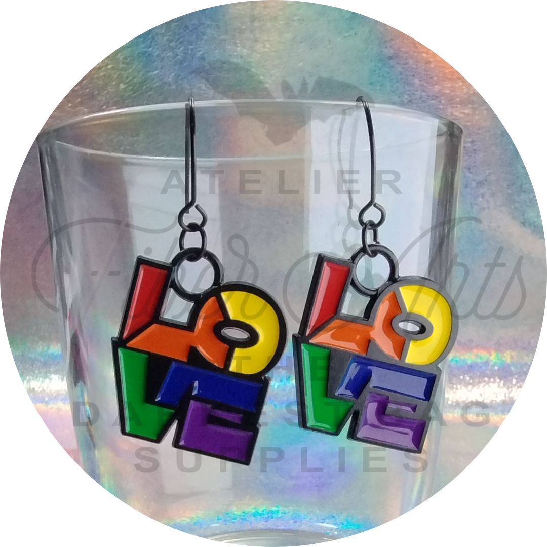 EARRINGS - LOVE Enamel in Matte Black at Atelier Fiber Arts