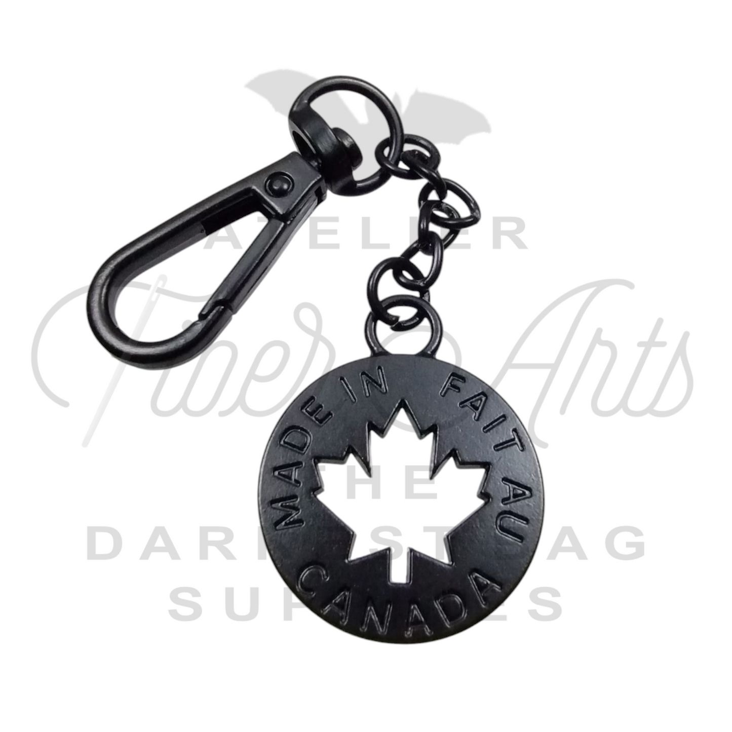 Made in Fait Au Canada Keychain/Charm in Matte Black at Atelier Fiber Arts