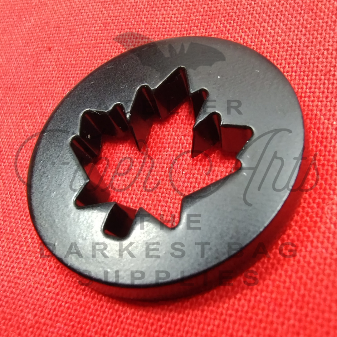 Maple Leaf in Circle Bag Tag in Matte Black at Atelier Fiber Arts