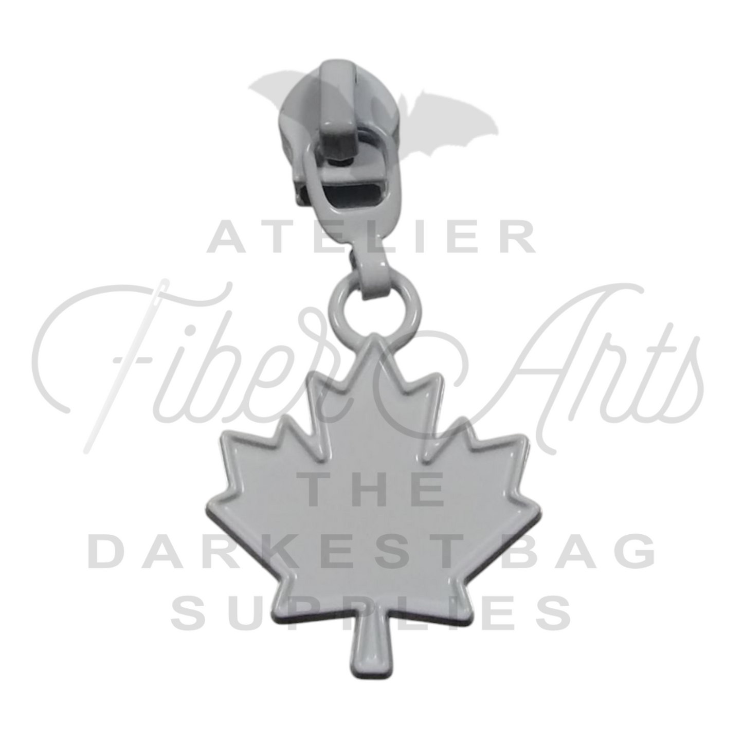 #5 Maple Leaf Zipper Pulls in Pure White at Atelier Fiber Arts