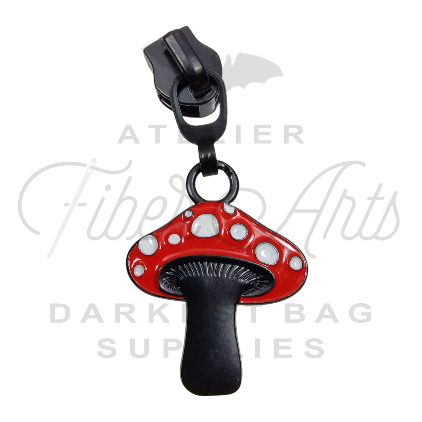 #5 Fungi Zipper Pulls in Matte Black and Enamel at Atelier Fiber Arts