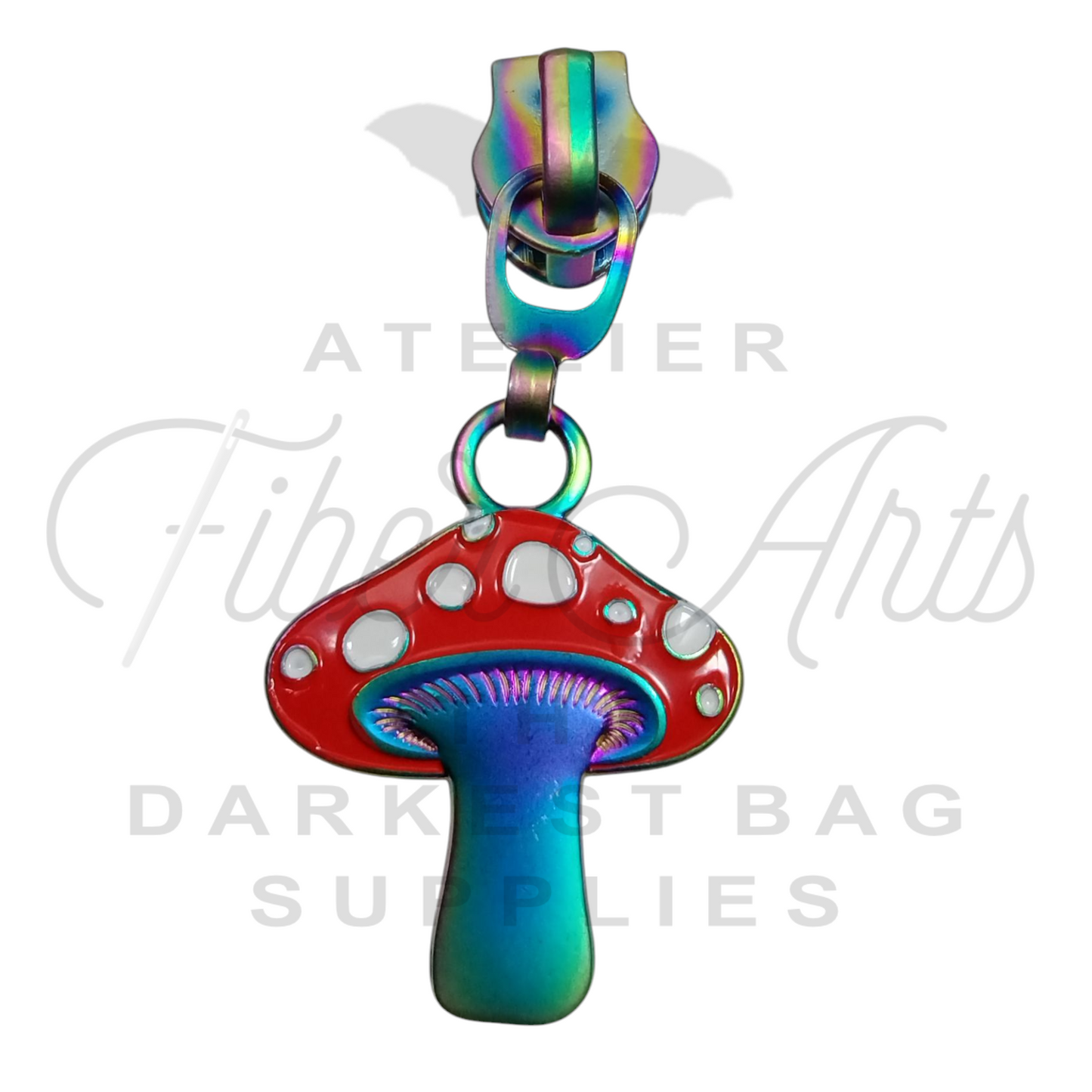 #5 Fungi with Enamel Nylon Zipper Pulls - Matte Rainbow at Atelier Fiber Arts