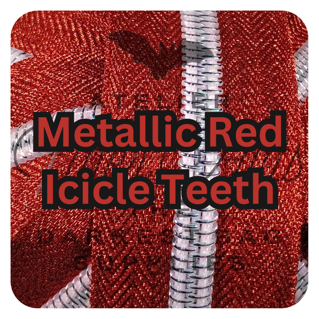 #5 Zipper - Red - Icicle Teeth - Metallic Silk at Atelier Fiber Arts