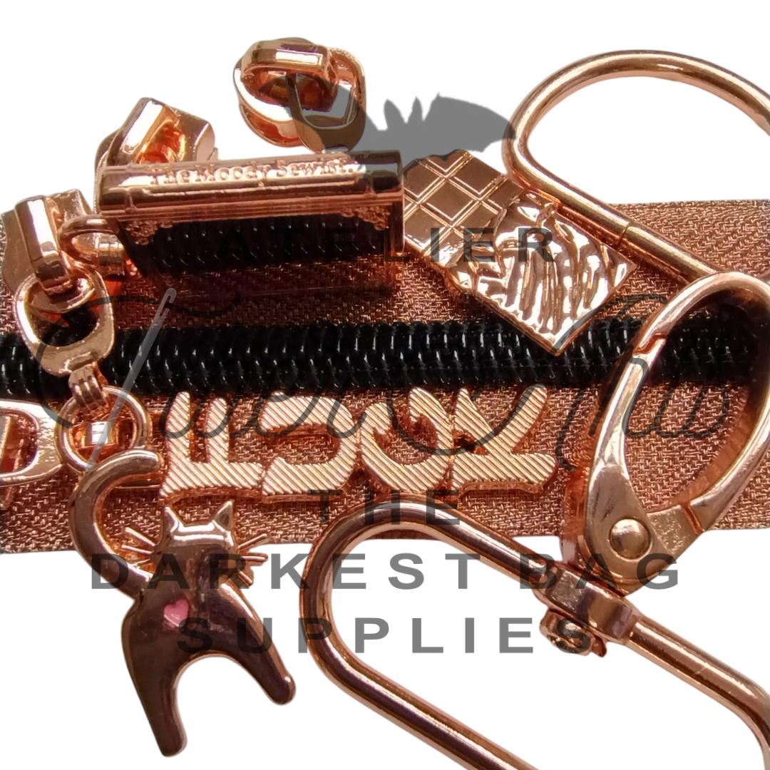 #5 Zipper - Rose Gold - Black Teeth - Metallic Silk at Atelier Fiber Arts