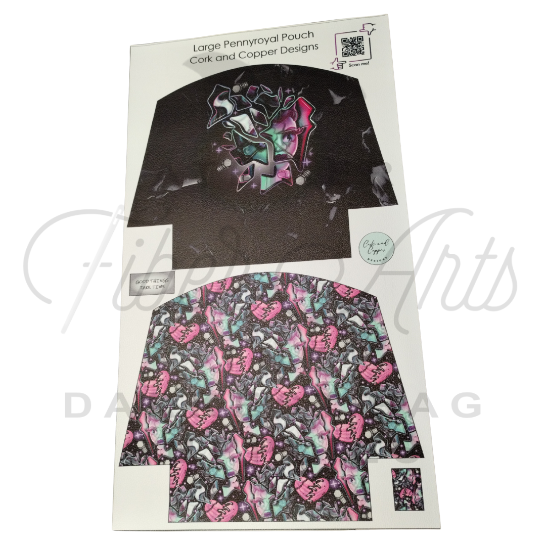 Pennyroyal Pouch - Cut and Sew - Large - Litchi Finish - Broken Heart at Cork and Copper Designs