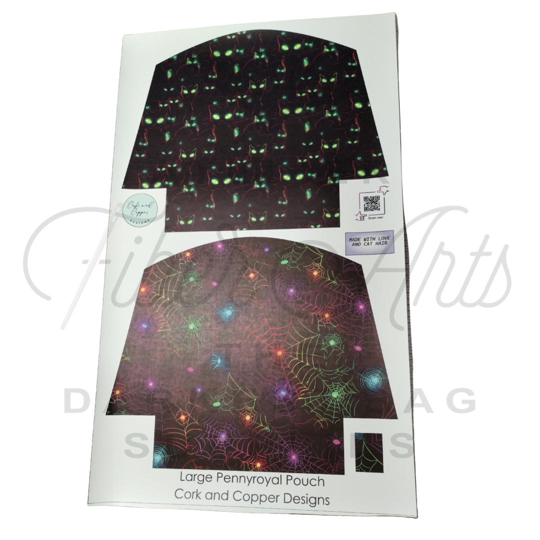 Pennyroyal Pouch - Cut and Sew - Large - Smooth Finish - Neon Cats + Cobwebs at Cork and Copper Designs
