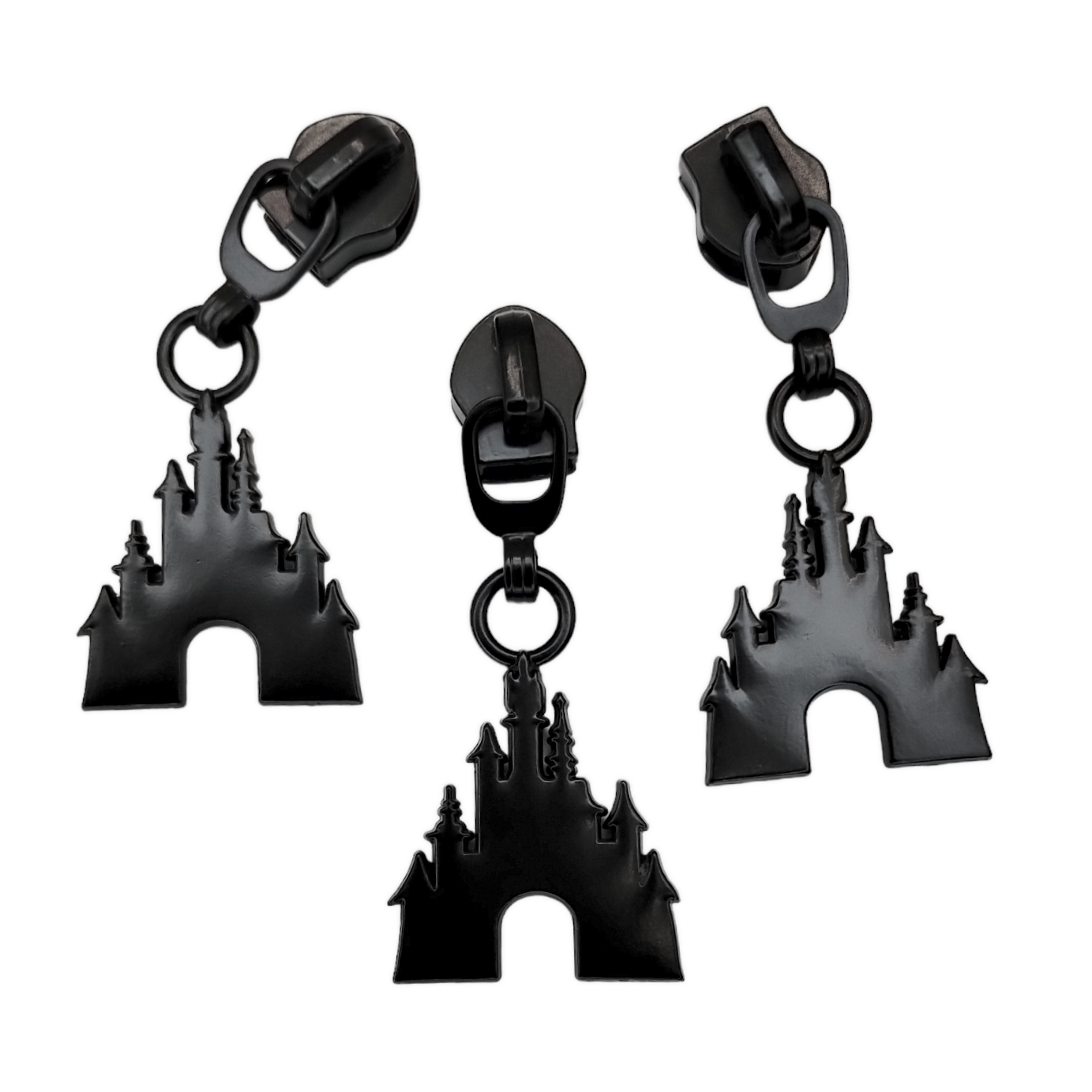 #5 D Castle Nylon Zipper Pulls in Matte Black - 3pcs Atelier Fiber Arts