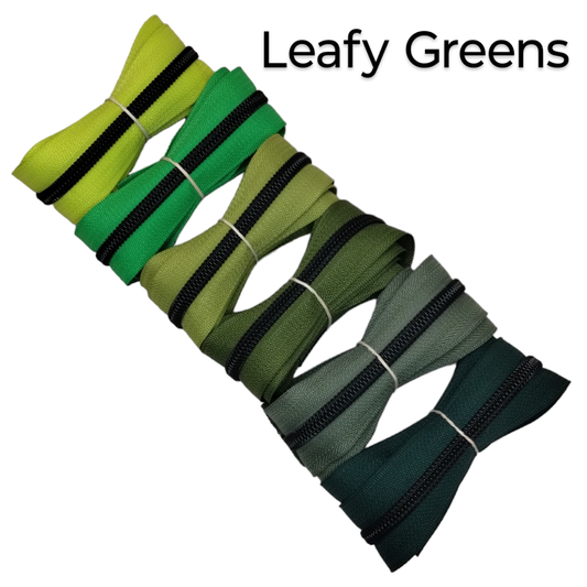 Zipper Bundle - Leafy Greens - 1m x 6pcs