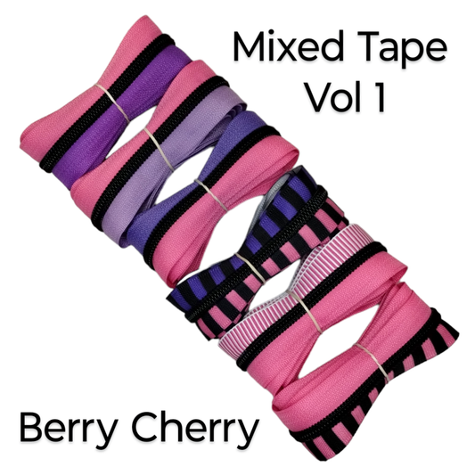 Zipper Bundle - MIX TAPE - VOL 1 - Berry Cherry - 1m x 6pcs Atelier Fiber Arts