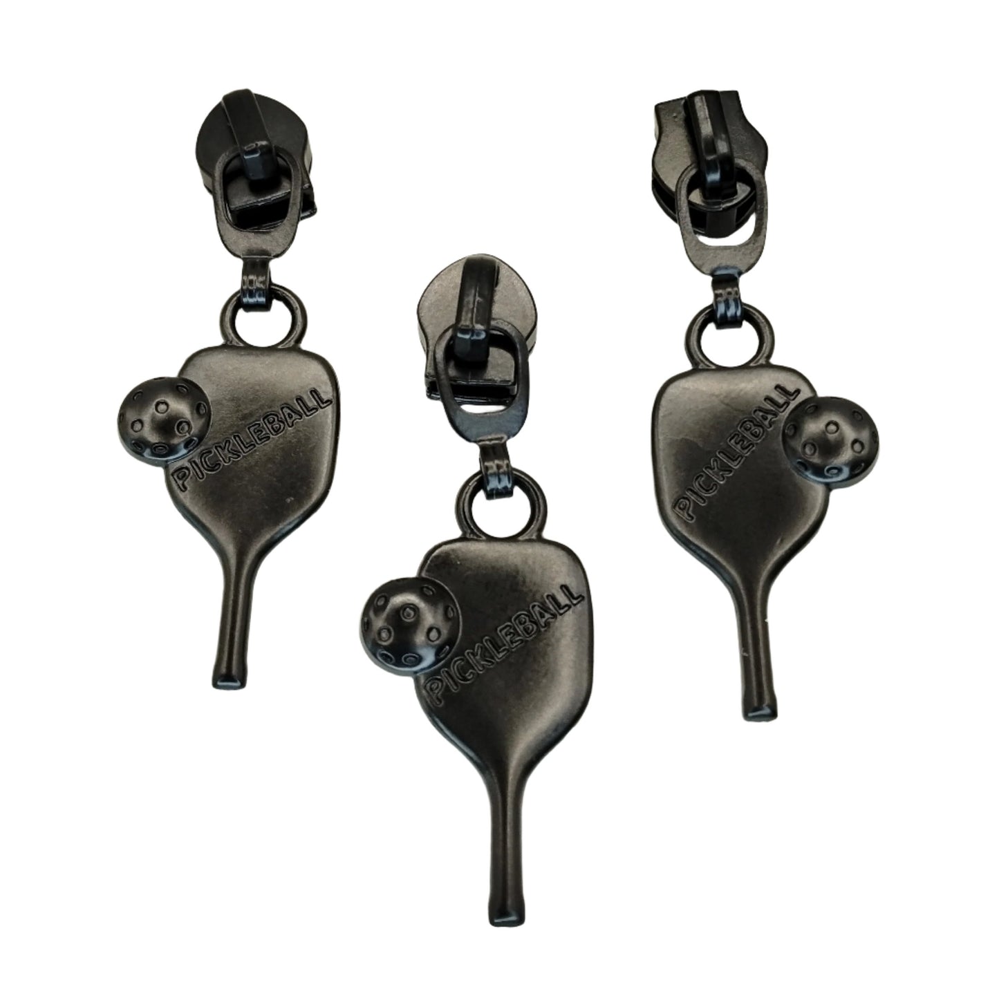 COMING SOON #5 Pickleball Zipper Pulls in Matte Black at Atelier Fiber Arts