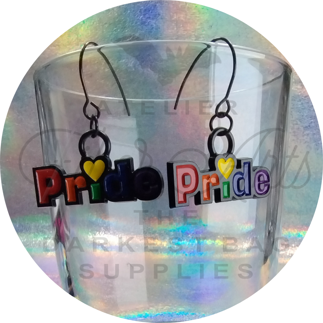EARRINGS - PRIDE Enamel in Matte Black at Atelier Fiber Arts