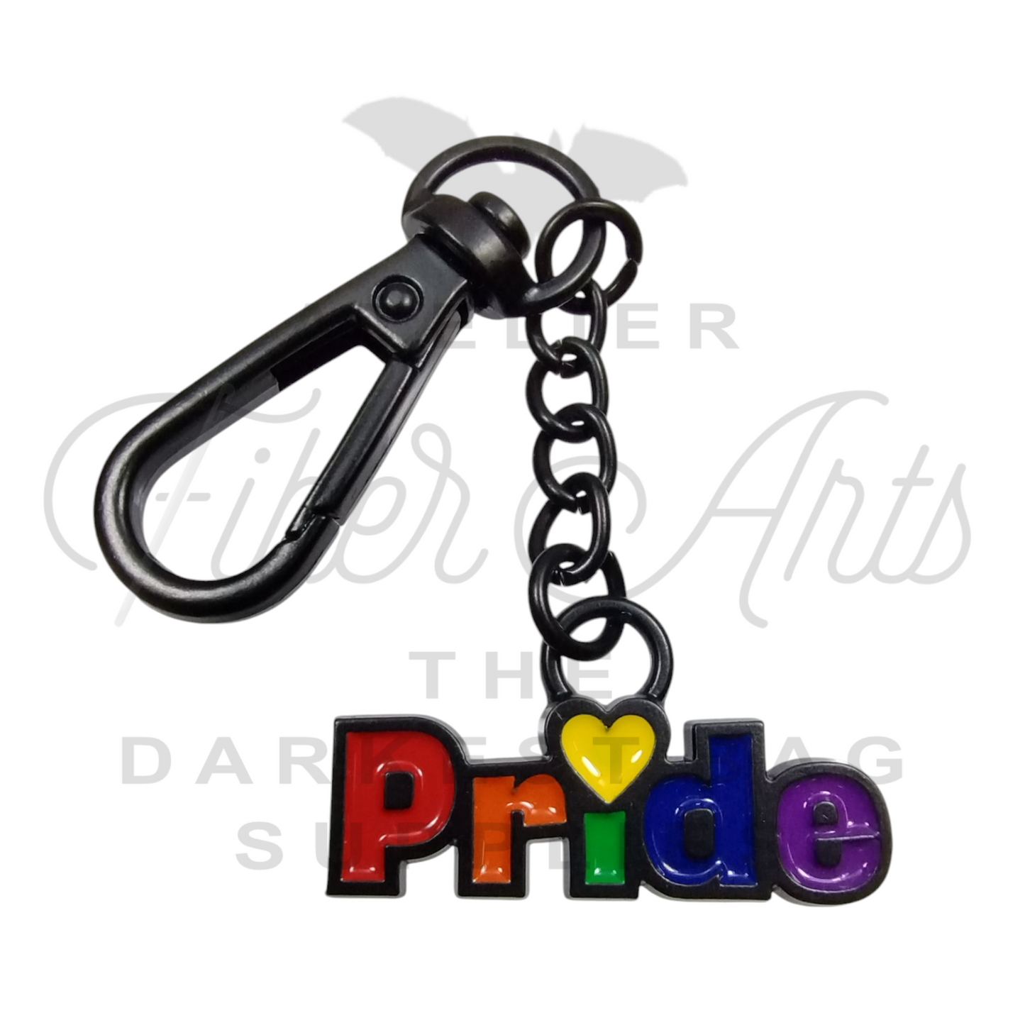 Pride Keychain/Charm in Matte Black and Rainbow Enamel at Atelier Fiber Arts