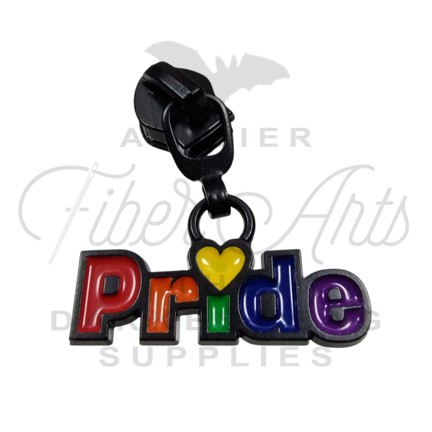 #5 Pride Zipper Pulls in Matte Black and Rainbow Enamel at Atelier Fiber Arts