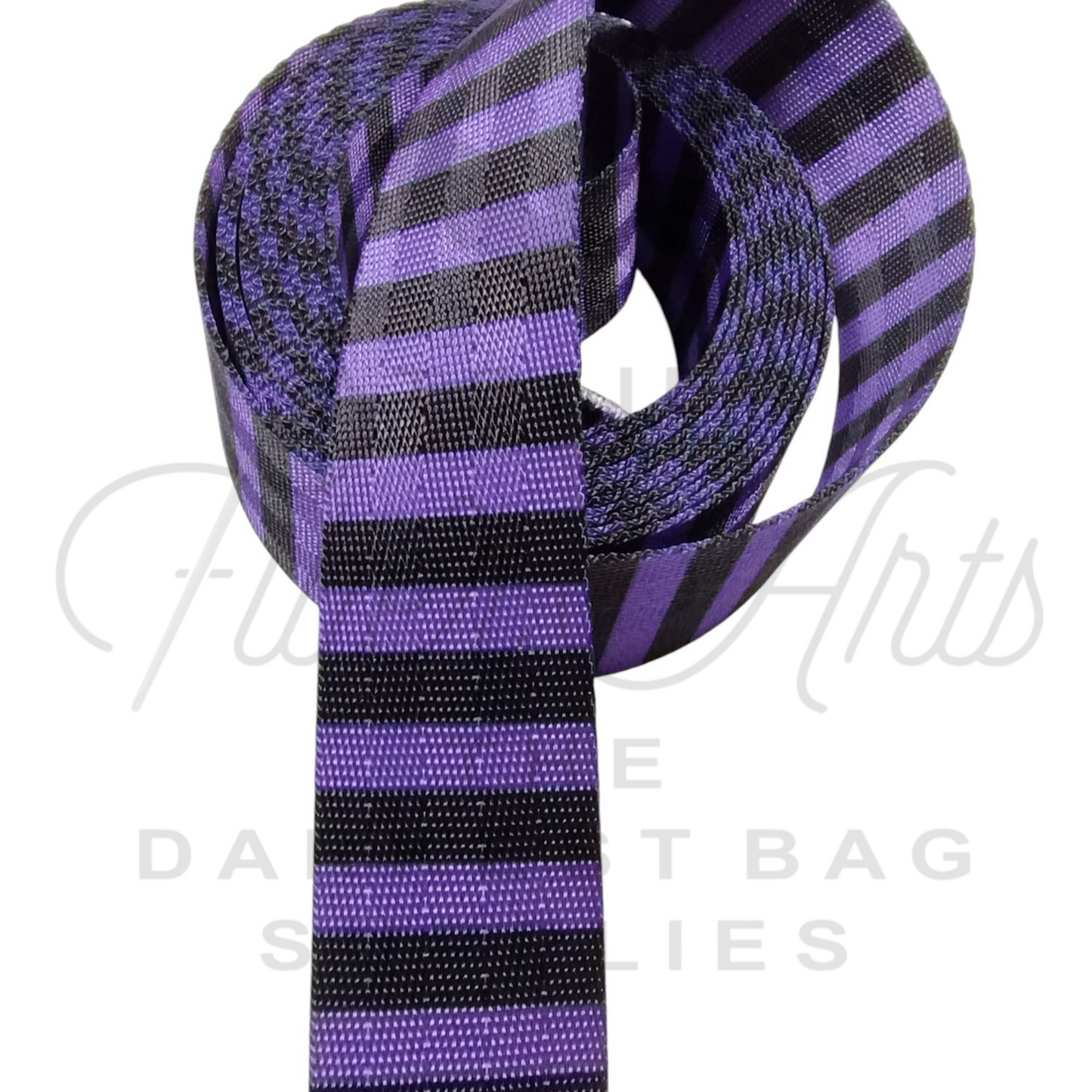 Webbing - Purplest Purple and Black Stripes - 38mm (1.5in) sold by the meter at Atelier Fiber Arts