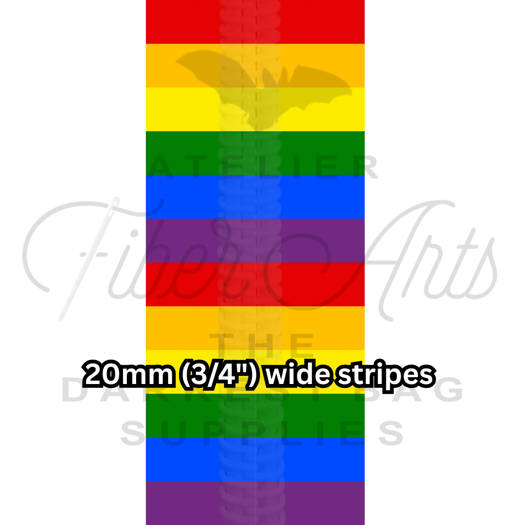 PRE-SALE #5 Zipper - Rainbow Stripes - DTM Teeth at Atelier Fiber Arts