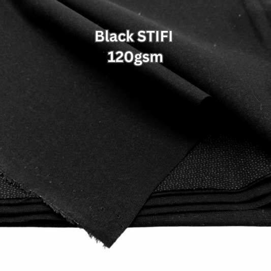 BLACK STIFI - 120GSM Fusible Interfacing in 2m cuts - 112cm (44in) wide Black STIFI 120gsm Atelier Fiber Arts
