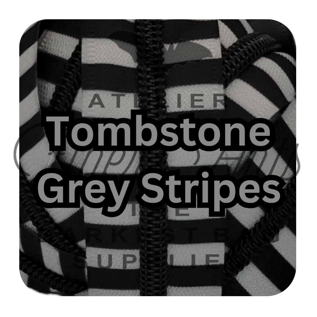Tombstone Grey and Black Stripes with Black Teeth WHOLESALE at Atelier Fiber Arts