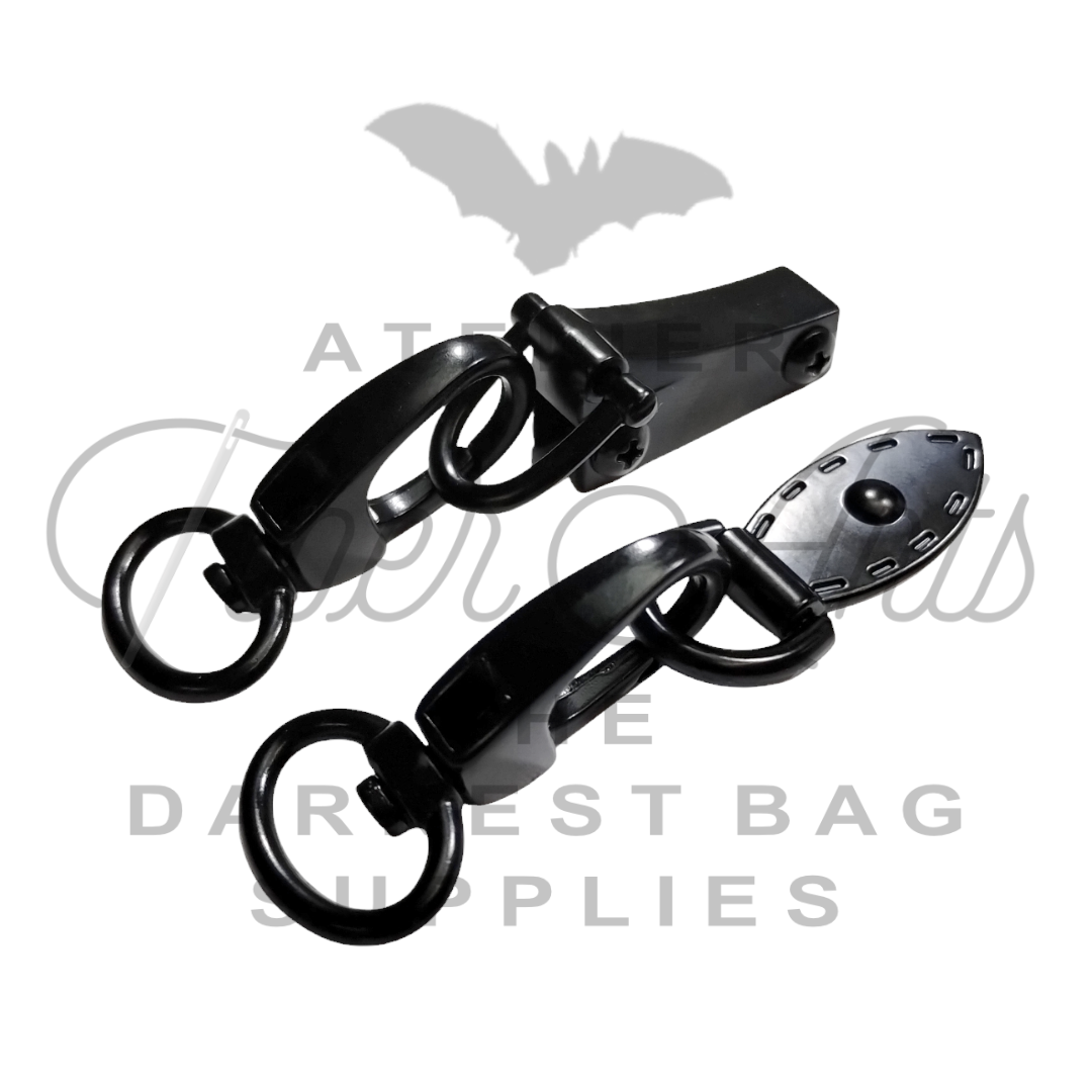 Swivel Hooks - Oval - 13mm (1/2in) - Matte Black - 2 pcs at Atelier Fiber Arts