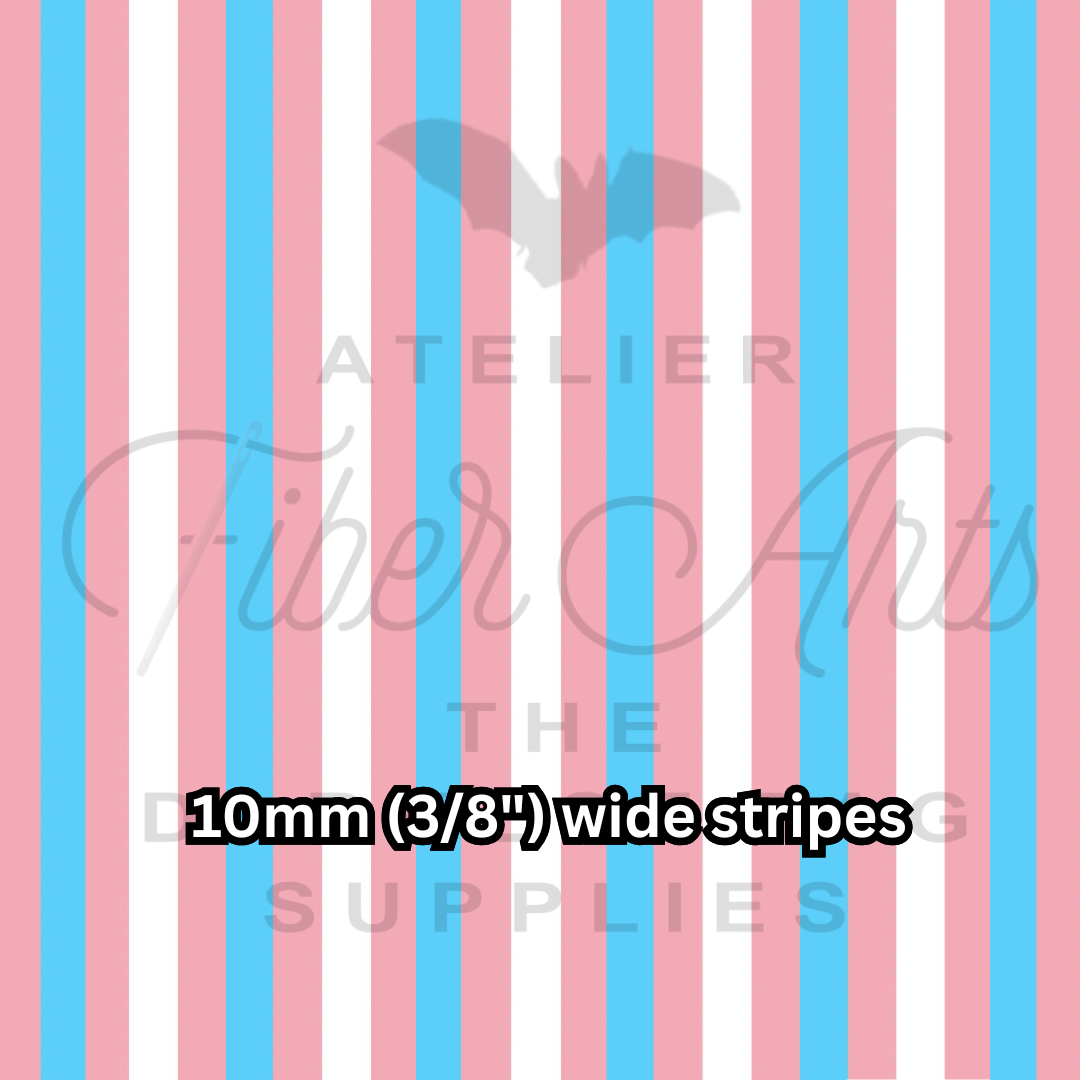 PRE-SALE Waterproof Oxford - Trans Pride Stripes at Atelier Fiber Arts