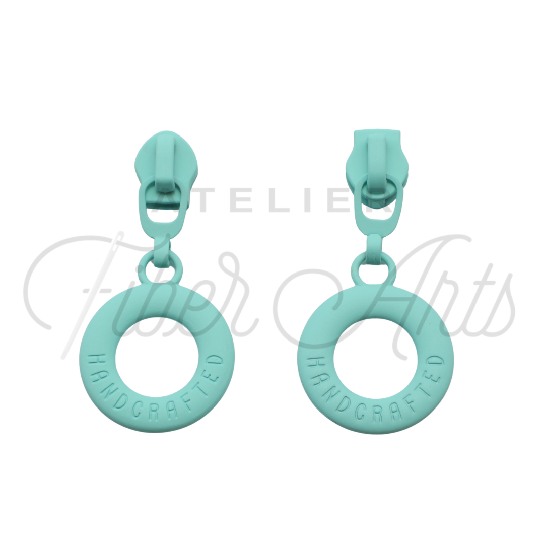 #5 Lifesaver Handcrafted Zipper Pull in Turquoise at Atelier Fiber Arts