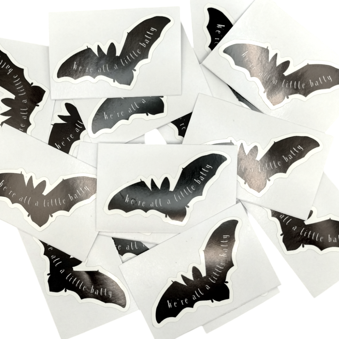 Sticker - We're All A Little Batty at Atelier Fiber Arts