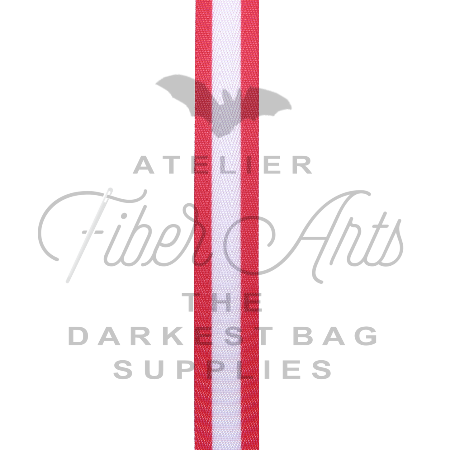Webbing - Long Red and White Stripes - 25mm (1in) sold by the meter at Atelier Fiber Arts