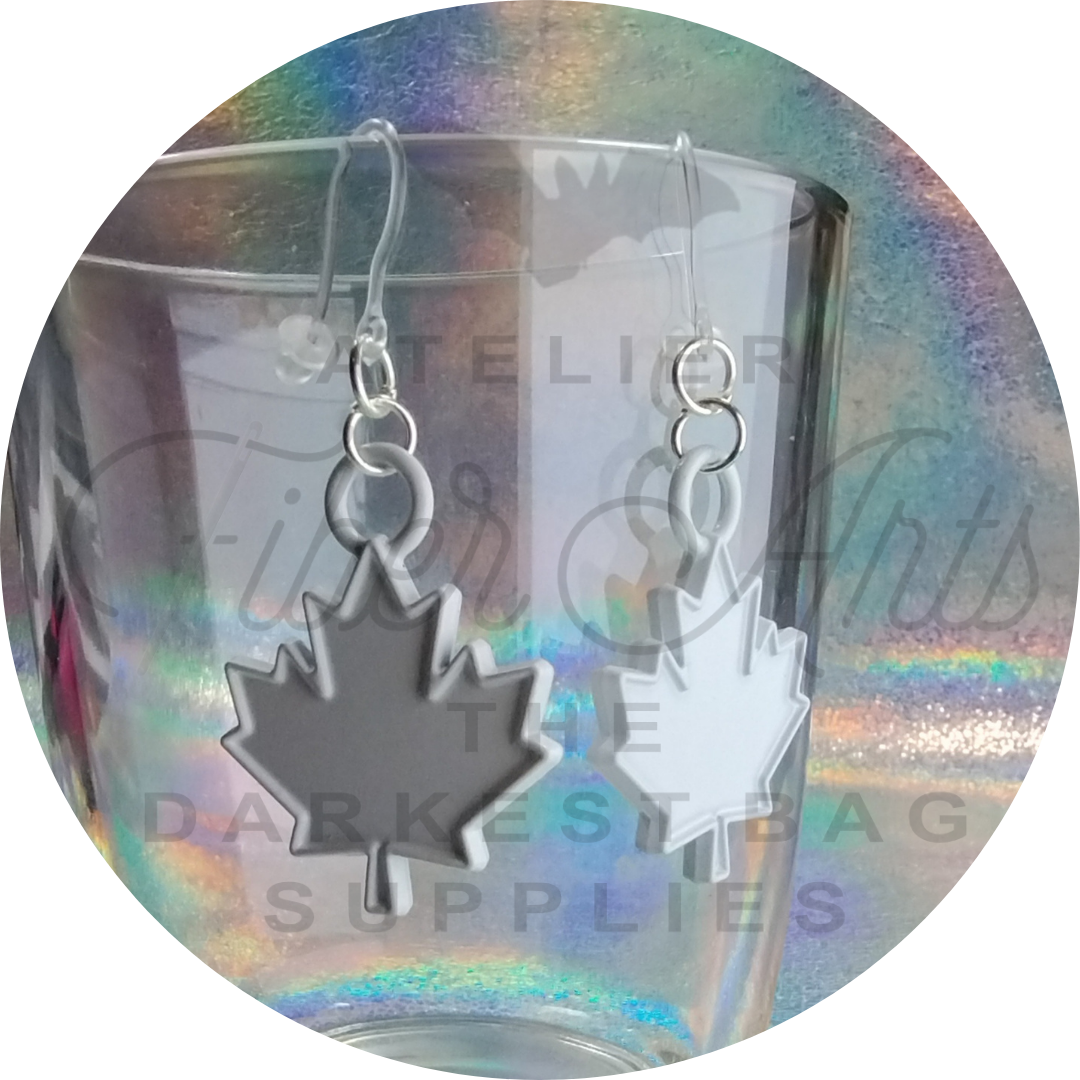 EARRINGS - WHITE MAPLE LEAF at Atelier Fiber Arts