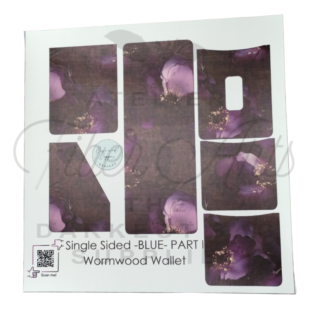 Wormwood Wallet - Cut and Sew - Single Sided - Part 1 - Smooth - Purple Pansy at Cork and Copper Designs