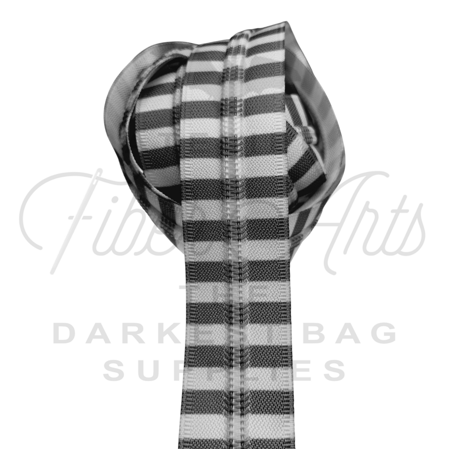 #5 Zipper - Lt Grey Dk Grey Stripes - DTM Teeth at Atelier Fiber Arts