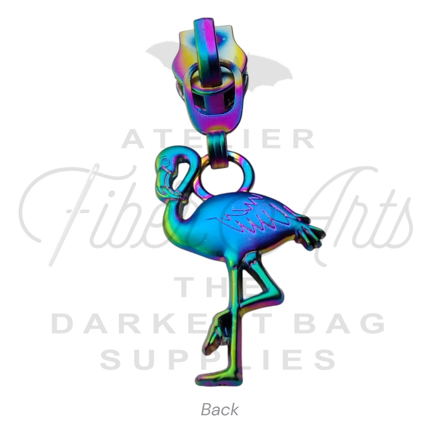 #5 Flamingo Zipper Pulls in Matte Rainbow at Atelier Fiber Arts