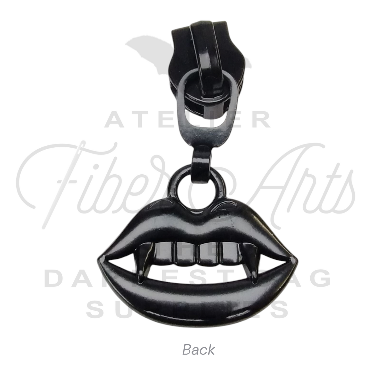 #5 Bite Me Zipper Pulls in Matte Black at Atelier Fiber Arts