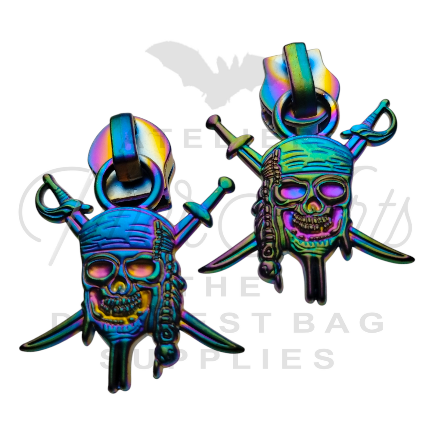 #5 Jolly Roger Zipper Pulls in Matte Rainbow at Atelier Fiber Arts